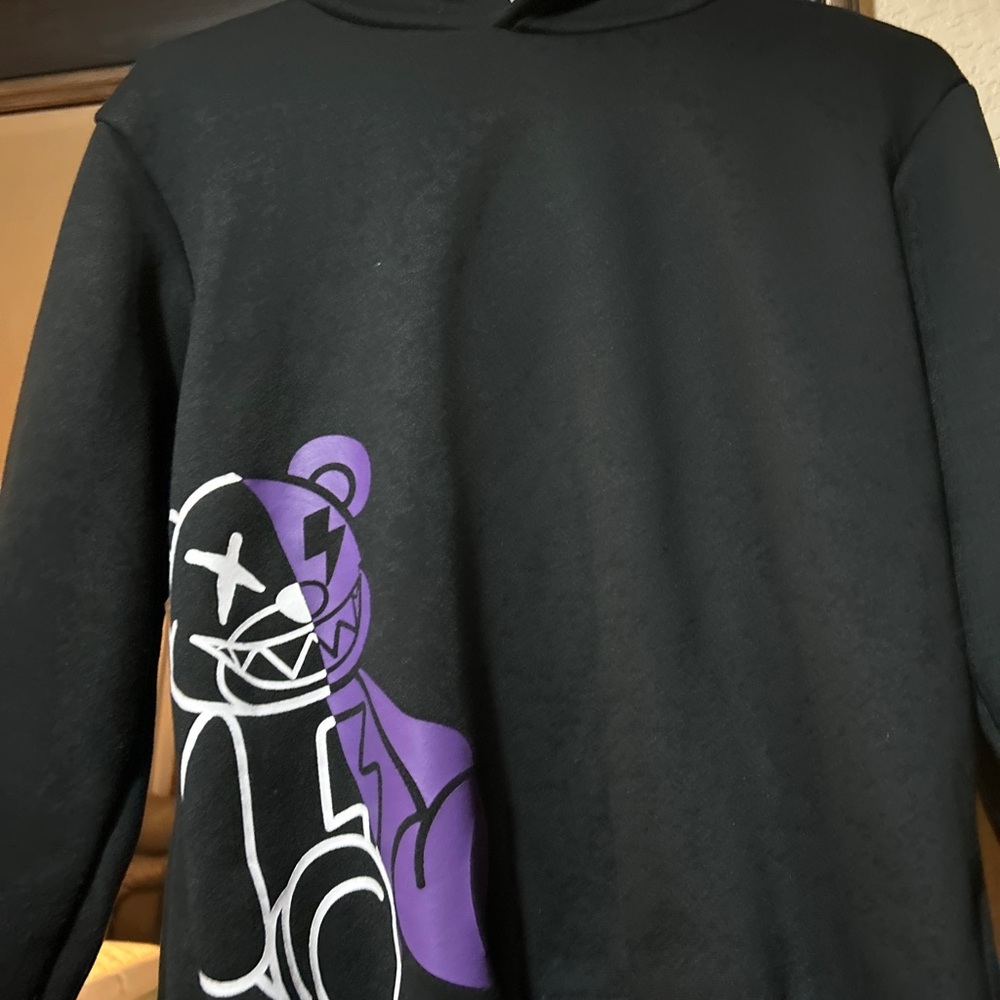 Black Hoodie with Purple Graphic